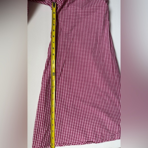 Free People Dress Women’s | Sz Large | Red Gingham | Bell Sleeve | V- Neck |Boho - Picture 8 of 8
